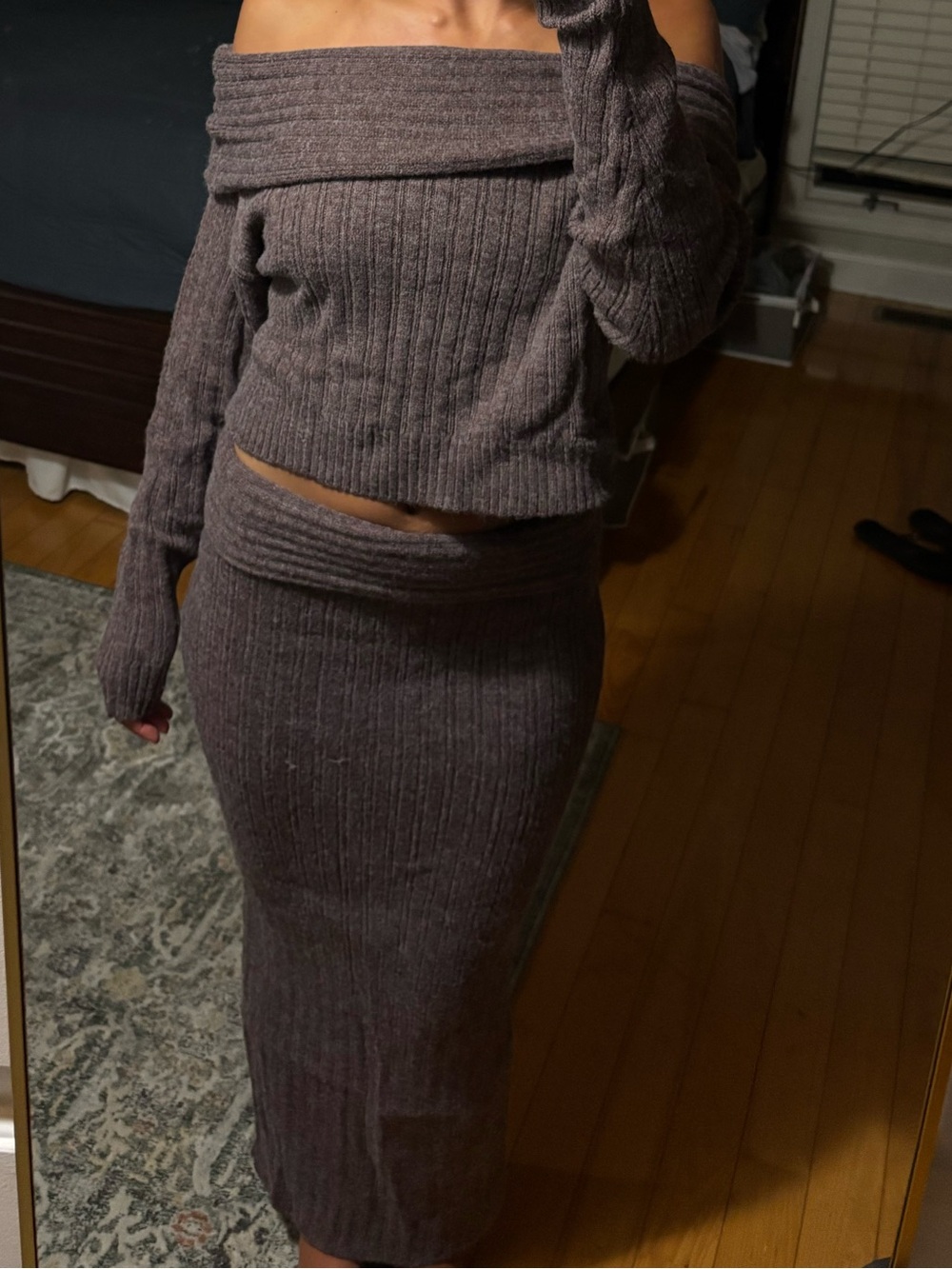 Two piece Sweater two piece matching set - Brown/Burgundy